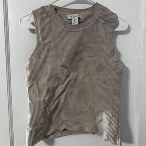 Rachel Zoe Beige Ribbed Tank Top
